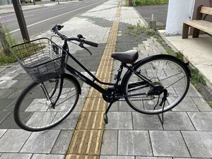 札幌近郊南幌町発 シティサイクル　26インチ　6段変速付き　ブルー系　ライト付き　バスケットつき　ママチャリ　自転車　