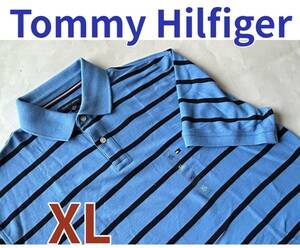 【送料無料】新品■TOMMY HILFIGER トミーヒルフィガー メンズ 半袖 ポロシャツ XL ボーダー かのこ地　正規品１ゴルフシャツ