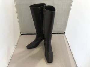 【MICHEL KLEIN】ミッシェルクラン　レディスロングブーツ　ダークブラウン　レザー　23.5cm　ヒール7.5cm　SY02-GYL