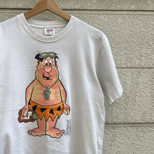 90s USA製 白 フリントストーン プリントTシャツ 半袖Tシャツ anvil アンビル FLINTSTONES アメリカ製 古着 vintage ヴィンテージ フレッド