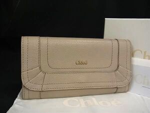 ■美品■ Chloe クロエ レザー 二つ折り 長財布 ウォレット 札入れ 小銭入れ カード入れ レディース グレージュ系 DF5904