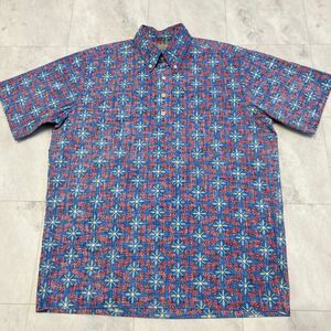 90s USA製 reyn spooner レインスプーナー プルオーバー HAWAIIAN TRADITIONAL リバースプリント アロハシャツ 綿60% ポリエステル40%