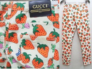 ◇即決[W26]ほぼ未使用品 GUCCI 19SS ストロベリー イチゴ 苺 いちご スキニー スリム ストレッチ 502797 XDALS パンツ■872