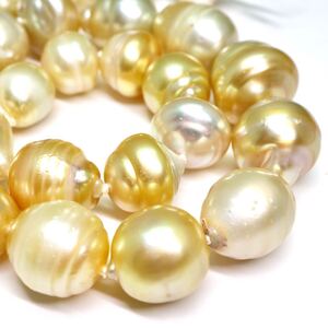 1円〜!!●南洋白蝶ゴールデンパールパーツ●J 約57.7g 約35cm 約9.6-13.6mm珠 pearl necklace jewelry パール プリンセス DA0/DC0 B160