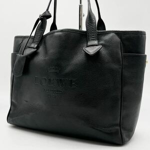 定価25万/美品 LOEWE ロエベ トートバッグ ハンド ヘリテージ ロゴ型押し オールレザー 本革 A4収納 ビジネス メンズ レディース