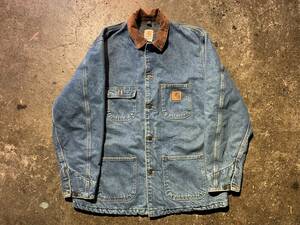 carhartt USA製 Denim Chore Coat 裏地ブランケット C59 DST カーハート デニム チョアコート カバーオール 