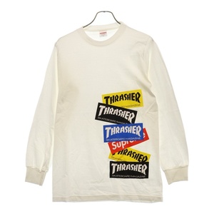 SUPREME シュプリーム ×THRASHER Multi Logo L/S Tee マルチロゴ 長袖Tシャツ ロンT ホワイト/マルチカラー