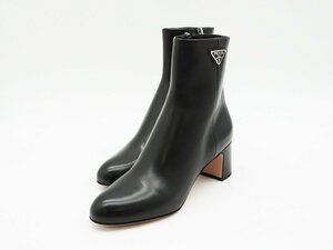 ◇未使用【PRADA プラダ】トライアングルロゴ ブーティ ブラック 37 1/2