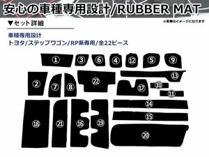 ステップワゴン RP系 専用 ドアポケット テーブル 収納ケースの ラバーマット ゴムマット ポケットマット！全22P ブルー