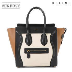 セリーヌ CELINE ラゲージ マイクロショッパー ハンド バッグ レザー ブラック ベージュ ブラウン 167793 Luggage Micro Shopper 90233293