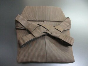 1円 良品 正絹 馬乗り袴 男性用 アンティーク 茶色 縞 式典 和装 和服 紐下80.5cm 高級【夢職】★★★