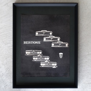 BERTONE ベルトーネ 1962年 フェラーリ Ferrari アルファロメオ Alfa Romeo イタリア ヴィンテージ 広告 額装品 レア ポスター 稀少