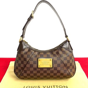 極 美品 LOUIS VUITTON ルイヴィトン テムズ PM ダミエ レザー セミ ショルダーバッグ ハンドバッグ ミニ トートバッグ ブラウン 419-1