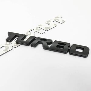【送料無料】TURBO ロゴ ブラック (大) エンブレム メタル ステッカー 外装 内装 カスタムパーツ ターボ 車 汎用品 翌日発送