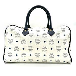 MCM Visetos Boston Bag Leather White / エムシーエム ヴィセトス ボストンバッグ ホワイト