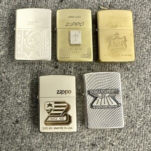 H092 まとめ ▲ Zippo ジッポー オイルライター 5点セット インディアナポリス シルバー ゴールド 1932 他 喫煙具 4点火花あり