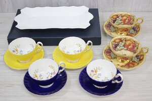 【行董】AYNSLEY エインズレイ 6客 まとめ オーチャードゴールド カップ&ソーサー 皿 ブランド食器 洋食器 金彩 AA000BOM62