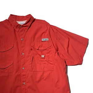 希少 90s ビンテージ Columbia PFG ショートスリーブ フィッシングシャツ コロンビア アウトドア レッド 1990年代