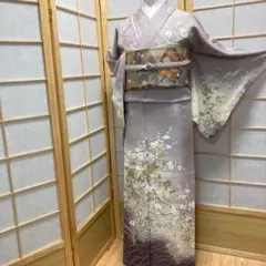 ［9161］訪問着 美品 菊梅枝垂れ ぼかし染 金彩 正絹 着物 袷