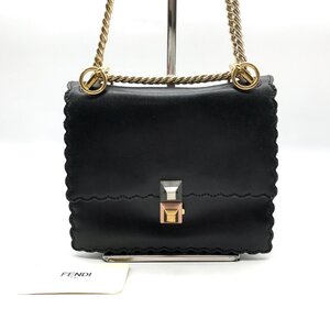 1円 良品 FENDI フェンディ 2WAY ミニ キャナイ レザー チェーン ショルダー バッグ a2513a