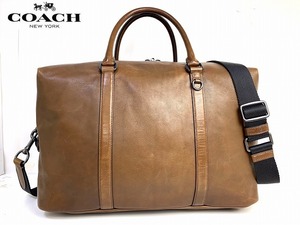 良品★送料無料★ コーチ メンズ COACH カーフ レザー 2Way ボストンバッグ ダッフル ショルダー ブラウン