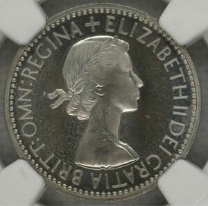 【 PF67 】1953年 イギリス ヤングエリザベス 1シリング 白銅貨 NGC プルーフ アンティークコイン 銀貨