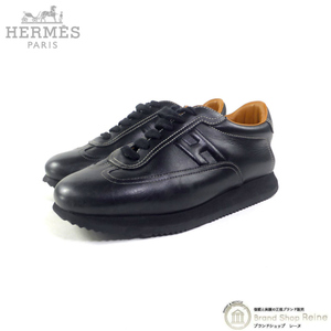 エルメス （HERMES） クイック レザー スニーカー シューズ 靴 ＃37 ブラック（中古）