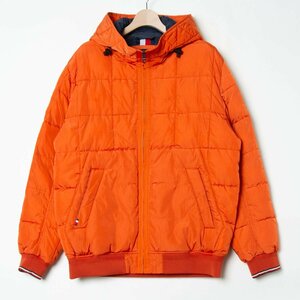 【1円スタート】 TOMMY HILFIGER トミー フィルフィガー サイズXL ジップアップ ダウンジャケット オレンジ ナイロン100％ 撥水 メンズ