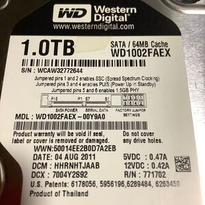 WESTERN DIGITAL HDD Caviar Black 1TB 中古