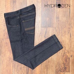 HYDROGEN/30インチ/美脚デニムパンツ ストレッチ快適 無地 定番 キレカジ ジーンズ イタリア製 ABライン 新品/インディゴ/jd552/