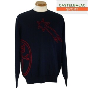 【秋冬SALE】 カステルバジャック スポーツ/CASTELBAJAC ロゴセーター 50/LLサイズ 107-紺×赤系