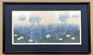 並木一　木版画「Tree Scene 159」2022年　限定200　額装品　