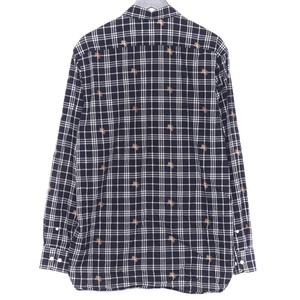 BURBERRY ロゴ刺チェック長袖シャツ Lサイズ ネイビー 8004327 バーバリー l/s Logo Embroidered Check Navy Shirt