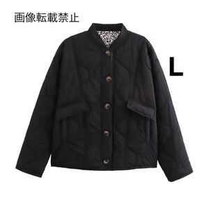 black vintage ヴィンテージ レトロ キルティング 中綿 コットン ジャケット アウター Lサイズ レディース★ZARA 好きな方に★秋新作 新品