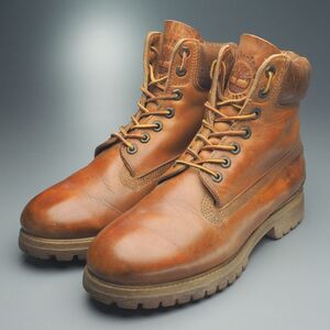 TI4600//アメリカ製*ティンバーランド/Timberland*27094/メンズ75W/プレーントゥ/レースアップブーツ/ショートブーツ/革靴/茶/ブラウン