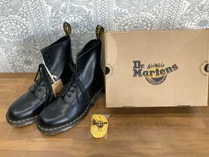 未使用品 Dr.Martens ドクターマーチン ホールブーツ 8ホール 紐靴 黒 箱付 AW501 UK9 EU43 約28㎝ ブラック レザー 替紐付き ひも靴 革靴 