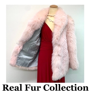 毛皮コート 染カラーフォックス FOX リアルファー realfur 本物毛皮 ミディアム丈 着丈70cm 裾周囲115cm club藤(N774)