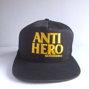 ANTIHERO 米国製　ビンテージ　キャップ　黒メッシュ　MADE IN USA アンタイヒーロースケートボード　アメリカ製　FREEサイズ調整可