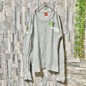 【BEAMS】ビームス 長袖Tシャツ マルチカラー とろみ カットソー (L)