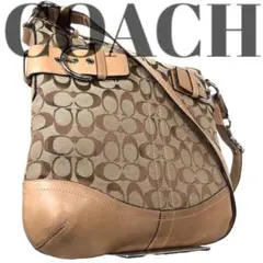 ◇美品◇COACH ショルダーバッグ　シグネチャー　ソーホー　キャンバス　茶