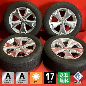 【送料無料】中古 スバル フォレスター純正 225/60R17 17x7.0+48 100-5H レガシィアウトバック等 タイヤ＆ホイール４本SET【46681676】