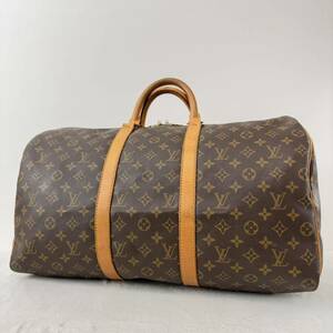 1円〜★LOUIS VUITTON ルイヴィトン キーポル50 ボストンバッグ モノグラム トラベルバッグ M41426 ブラウン レザー 男女兼用 大容量