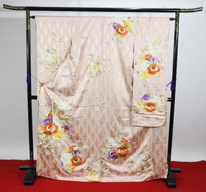 振袖 成人式 結婚式 刺繍 花 金銀糸 身丈１６５cm 裄丈６５cm ★着物 f-947 桜庭呉服店