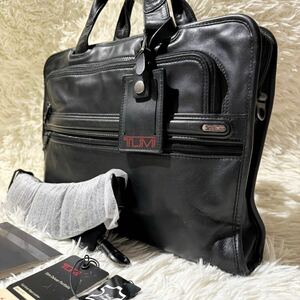 TUMI トゥミ オールレザー 2way ビジネスバッグ ショルダー ネームタグ付 黒 ブラック メンズ 通勤 書類 A4 PC収納 大容量 96101D4