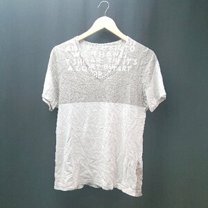 ◇ Maison Margiela 2013SS　AIDS TEE エイズ Vネック 半袖 Tシャツ 表記なし ベージュ系 レディース E