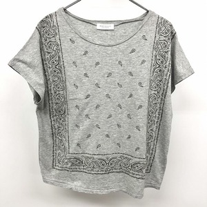 BEAUTY＆YOUTH UNITED ARROWS Tシャツ カットソー 刺繍柄 ペイズリー バティック キモノスリーブ 半袖 綿100% ヘザーグレー レディース