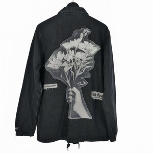 プレジャーズ PLEASURES FAKE FLOWERS DENIM COACH JACKET フェイクフラワーズ デニムコーチジャケット M 黒 ブラック メンズ