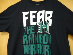 即決　ハワイ　ハワイ大学　RAINBOW WARRIORS　Ｔシャツ　黒色　XＸＬ　ポリ素材