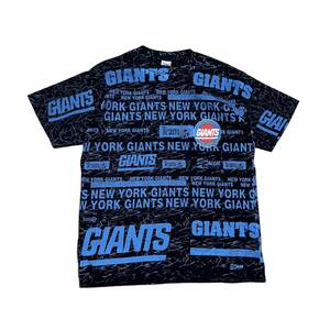 90s deadstock NEWYORK GIANTS ジャイアンツ　アメフト　Tシャツ 半袖 総柄　vintage USA製 アメリカ製　NFL ロゴ ブラック サイズL