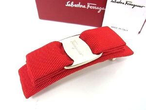 ■新品■未使用■ Salvatore Ferragamo フェラガモ ヴァラリボン バレッタ 髪留め 髪飾り ヘアアクセサリー レッド系 AB5298アZ